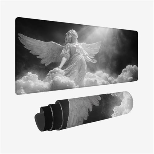 Mauspad Engel Muster Design, Skulptur Mousepad XXL 90x50cm, Schreibtischunterlage mit rutschfeste Gummibasis, WassXerdicht Mouse Pad Schreibtisch Zubehör für Büro Deko, Geschenke für Frauen,Model175 von Wjffnzbz