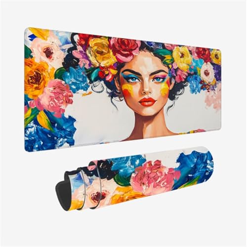 Mauspad Frau Muster Design, Blume Mousepad XXL 90x30cm, Große Schreibtischunterlage mit Rutschfeste Gummibasis, WassXerdicht Mouse Pad Schreibtisch Zubehör für Büro Deko, Geschenke für Frauen,Model781 Mauspad Frau Muster Design, Blume Mousepad XXL 90x30cm, Große Schreibtischunterlage mit Rutschfeste Gummibasis, WassXerdicht Mouse Pad Schreibtisch Zubehör für Büro Deko, Geschenke für Frauen,Model781 von Wjffnzbz