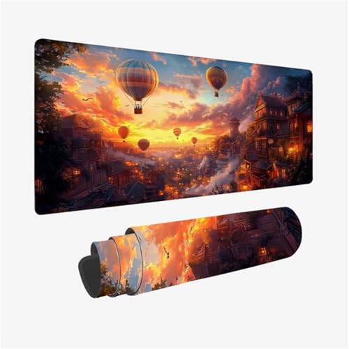 Mauspad HeißLuftballon Muster, Stadt Mousepad XXL 90x30cm, Schreibtischunterlage mit rutschfeste Gummibasis, WassXerdicht Mouse Pad Schreibtisch Zubehör für Büro Deko, Geschenke für Frauen,Model610 Mauspad HeißLuftballon Muster, Stadt Mousepad XXL 90x30cm, Schreibtischunterlage mit rutschfeste Gummibasis, WassXerdicht Mouse Pad Schreibtisch Zubehör für Büro Deko, Geschenke für Frauen,Model610 von Wjffnzbz