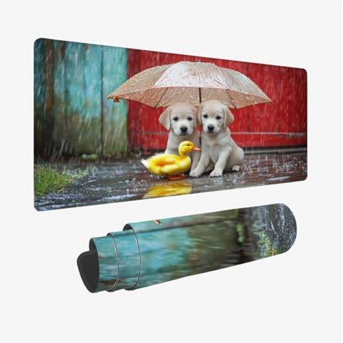 Mauspad Hund Muster Design, Ente Mousepad XXL 80x40cm, Große Schreibtischunterlage mit rutschfeste Gummibasis, WassXerdicht Mouse Pad Schreibtisch Zubehör für Büro Deko, Geschenke für Frauen,Model763 von Wjffnzbz