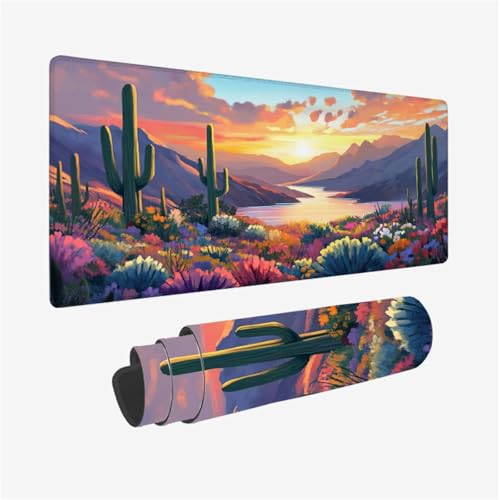 Mauspad Kaktus Muster, Sonnenuntergang Mousepad XXL 70x30cm, Schreibtischunterlage mit rutschfeste Gummibasis, WassXerdicht Mouse Pad Schreibtisch Zubehör für Büro Deko, Geschenke für Frauen,Model856 Mauspad Kaktus Muster, Sonnenuntergang Mousepad XXL 70x30cm, Schreibtischunterlage mit rutschfeste Gummibasis, WassXerdicht Mouse Pad Schreibtisch Zubehör für Büro Deko, Geschenke für Frauen,Model856 von Wjffnzbz