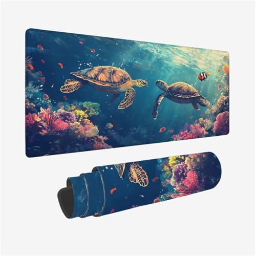 Mauspad MeeresschildkröTen Muster, Fisch Mousepad XXL 70x30cm, Schreibtischunterlage mit rutschfeste Gummibasis, WassXerdicht Mouse Pad Schreibtisch Zubehör, Büro Deko, Geschenke für Frauen,Model808 Mauspad MeeresschildkröTen Muster, Fisch Mousepad XXL 70x30cm, Schreibtischunterlage mit rutschfeste Gummibasis, WassXerdicht Mouse Pad Schreibtisch Zubehör, Büro Deko, Geschenke für Frauen,Model808 von Wjffnzbz