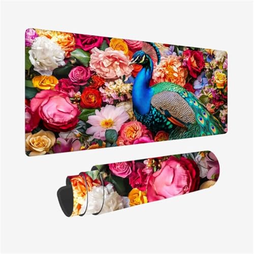 Mauspad Pfau Muster Design, Pfingstrose Mousepad XXL 80x30cm, Schreibtischunterlage mit Rutschfeste Gummibasis, WassXerdicht Mouse Pad Schreibtisch Zubehör für Büro Deko, Geschenke für Frauen,Model820 Mauspad Pfau Muster Design, Pfingstrose Mousepad XXL 80x30cm, Schreibtischunterlage mit Rutschfeste Gummibasis, WassXerdicht Mouse Pad Schreibtisch Zubehör für Büro Deko, Geschenke für Frauen,Model820 von Wjffnzbz