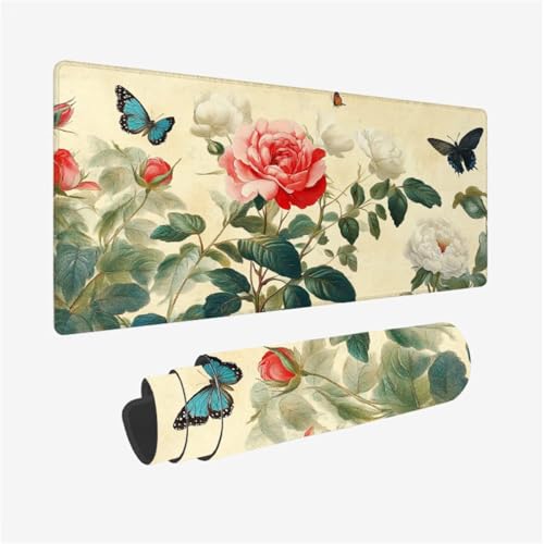 Mauspad Pfingstrose Muster, Schmetterling Mousepad XXL 70x30cm, Schreibtischunterlage mit rutschfeste Gummibasis, WassXerdicht Mouse Pad Schreibtisch Zubehör, Büro Deko, Geschenke für Frauen,Model826 Mauspad Pfingstrose Muster, Schmetterling Mousepad XXL 70x30cm, Schreibtischunterlage mit rutschfeste Gummibasis, WassXerdicht Mouse Pad Schreibtisch Zubehör, Büro Deko, Geschenke für Frauen,Model826 von Wjffnzbz