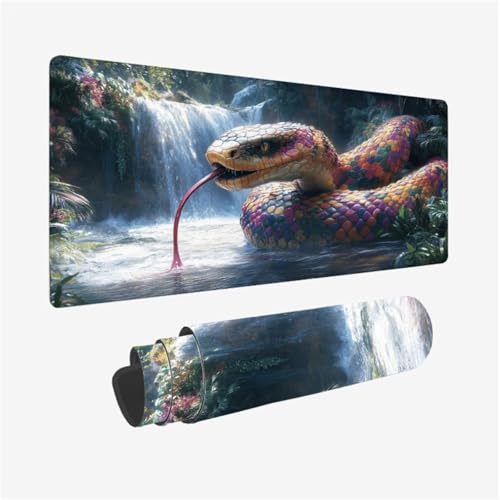 Mauspad Schlange Muster Design, Fallen Mousepad XXL 80x30cm, Schreibtischunterlage mit rutschfeste Gummibasis, WassXerdicht Mouse Pad Schreibtisch Zubehör für Büro Deko, Geschenke für Frauen,Model199 von Wjffnzbz