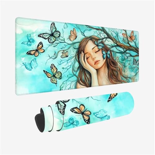 Mauspad Schmetterling Muster, MäDchen Mousepad XXL 90x30cm, Schreibtischunterlage mit rutschfeste Gummibasis, WassXerdicht Mouse Pad Schreibtisch Zubehör für Büro Deko, Geschenke für Frauen,Model625 Mauspad Schmetterling Muster, MäDchen Mousepad XXL 90x30cm, Schreibtischunterlage mit rutschfeste Gummibasis, WassXerdicht Mouse Pad Schreibtisch Zubehör für Büro Deko, Geschenke für Frauen,Model625 von Wjffnzbz