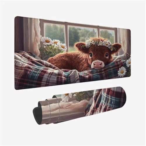Mauspad Tier Muster, Hochlandrinder Mousepad XXL 90x30cm, Schreibtischunterlage mit rutschfeste Gummibasis, WassXerdicht Mouse Pad Schreibtisch Zubehör für Büro Deko, Geschenke für Frauen,Model688 Mauspad Tier Muster, Hochlandrinder Mousepad XXL 90x30cm, Schreibtischunterlage mit rutschfeste Gummibasis, WassXerdicht Mouse Pad Schreibtisch Zubehör für Büro Deko, Geschenke für Frauen,Model688 von Wjffnzbz