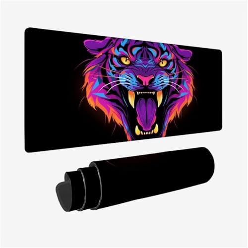 Mauspad Tiger Muster Design, Fantasie Mousepad XXL 80x40cm, Schreibtischunterlage mit rutschfeste Gummibasis, WassXerdicht Mouse Pad Schreibtisch Zubehör für Büro Deko, Geschenke für Frauen,Model679 von Wjffnzbz
