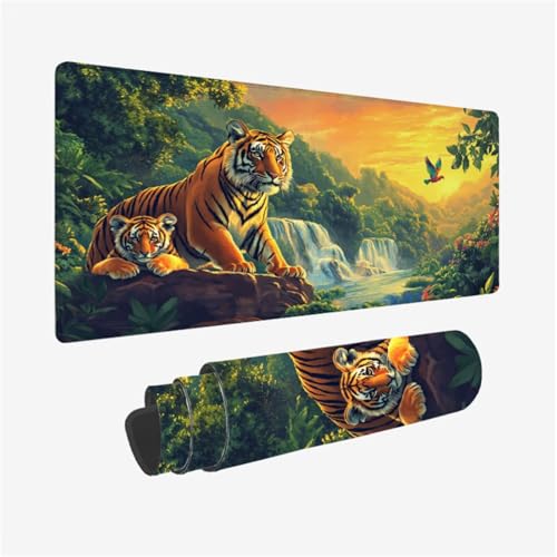 Tiger Mousepad, Fallen Mauspad XXL 800x400mm, Schreibtischunterlage mit Vernähte Kanten und rutschfeste Gummibasis, WassXerdicht Anti-Rutsch Mouse Pad für Gaming, PC Zubehör, Gifts for Women,Model615 Tiger Mousepad, Fallen Mauspad XXL 800x400mm, Schreibtischunterlage mit Vernähte Kanten und rutschfeste Gummibasis, WassXerdicht Anti-Rutsch Mouse Pad für Gaming, PC Zubehör, Gifts for Women,Model615 von Wjffnzbz