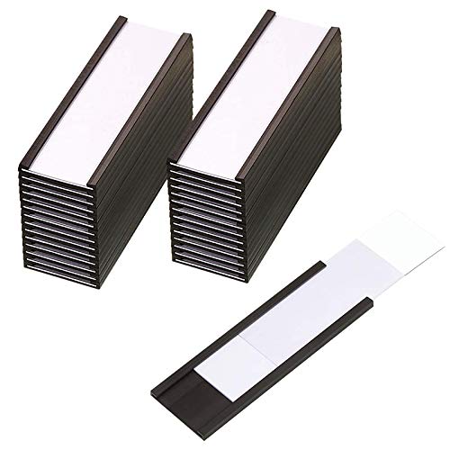 Wlauqueta Magnetische Etikettenhalter mit magnetischen Datenkartenhaltern mit transparenten Kunststoffschutzfolien für Metallregale (2,5 x 7,6 cm), 30 Stück von Wlauqueta