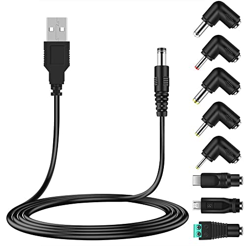 Wlauqueta Universelles 5-V-USB-Netzkabel, USB-zu-DC-Stromkabel mit 8 Arten von Anschlüssen für Android-Smartphones, Tablet, Powerbank, Spielzeug Wlauqueta Universelles 5-V-USB-Netzkabel, USB-zu-DC-Stromkabel mit 8 Arten von Anschlüssen für Android-Smartphones, Tablet, Powerbank, Spielzeug von Wlauqueta