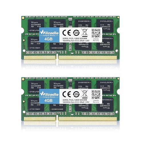 DDR3/DDR3L Laptop Memory RAM 8Go Kit (2x4Go) 1600MHz CL11 SO-DIMM Wlizedle PC Arbeitsspeicher PC3-12800/PC3L-12800 204-Pin 1.35V/1.5V Non-ECC 2Rx8 Upgrade Notebook Speicher Modul für Subnotebook, Grün von Wlizedle