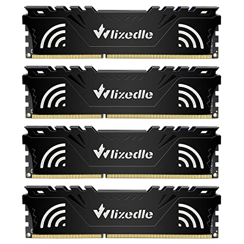 DDR3 Desktop Memory RAM 32GB Kit (4x8GB) 1600MHz CL11 U-DIMM Wlizedle PC Computer Arbeitsspeicher PC3-12800 240-Pin 1.5V Non-ECC Unbuffered 2Rx8 Upgrade Desktop Speicher Modul für Rechner, Schwarz von Wlizedle