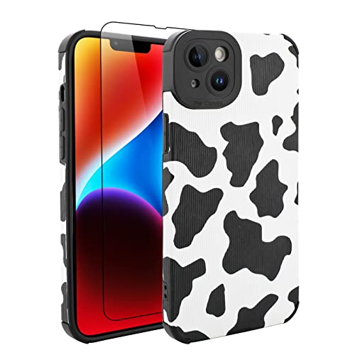 Wlxee [3 in 1 Kuh Druck Hülle für iPhone 14 Hülle Kuh Muster Schwarz Weiß Design Reifen Textur Rutschfest + Weiche TPU Bumper Anti-Rutsch Ultra Dünn Cover Schutzhülle Stoßfest Case für iPhone 14 Wlxee [3 in 1 Kuh Druck Hülle für iPhone 14 Hülle Kuh Muster Schwarz Weiß Design Reifen Textur Rutschfest + Weiche TPU Bumper Anti-Rutsch Ultra Dünn Cover Schutzhülle Stoßfest Case für iPhone 14 von Wlxee