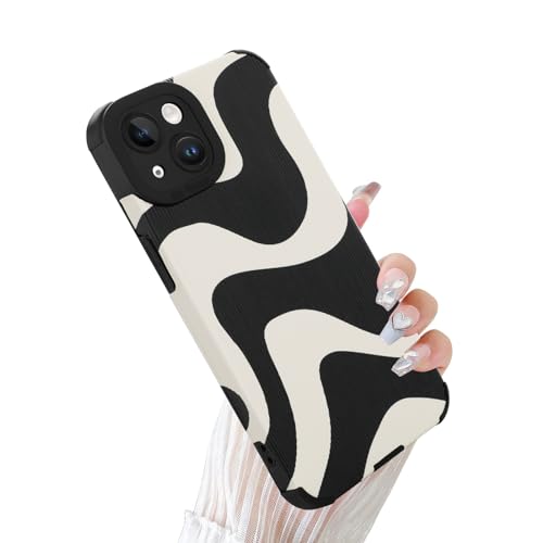 Wlxee Kompatibel mit iPhone 15 Wellenmuster, weiche TPU-Stoßdämpfer, Silikonkleber, Handyhülle, niedliches Zebra, entworfen für weibliche Mädchen, Schwarz Weiß Wlxee Kompatibel mit iPhone 15 Wellenmuster, weiche TPU-Stoßdämpfer, Silikonkleber, Handyhülle, niedliches Zebra, entworfen für weibliche Mädchen, Schwarz Weiß von Wlxee