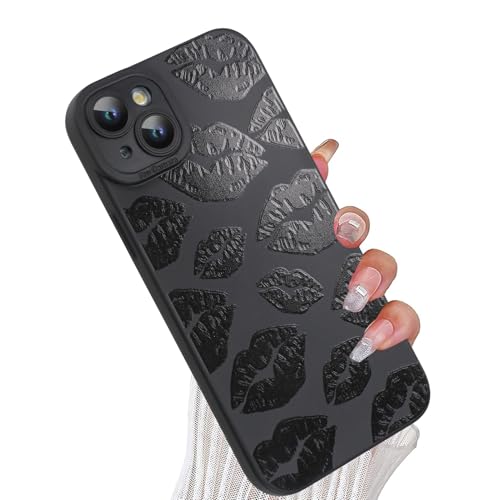 Wlxee Lips Kiss Schutzhülle für iPhone 15, niedliches Lippenstift-Design, weiches TPU, stoßfest, für Damen und Mädchen, Motiv: schwarze Lippen Wlxee Lips Kiss Schutzhülle für iPhone 15, niedliches Lippenstift-Design, weiches TPU, stoßfest, für Damen und Mädchen, Motiv: schwarze Lippen von Wlxee