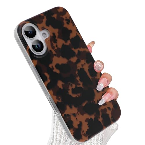Wlxee Magnetische Schutzhülle für iPhone 16 [Kompatibel mit MagSafe] Leichtes Schildpatt TPU Slim Stoßfest Durchscheinend Matt Braun Klar Hülle für iPhone 16, Tiefer Schildpatt Druck von Wlxee