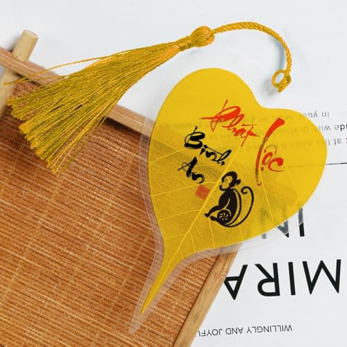 Blatt Ader Lesezeichen, chinesischer Stil Lesezeichen mit Quaste Anhänger, handgemachte Blatt Dekor Lesezeichen Geschenk Scho für Freunde Kinder von Wmool