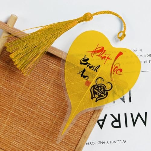 Blatt Ader Lesezeichen, chinesischer Stil Lesezeichen mit Quaste Anhänger, handgemachte Blatt Lesezeichen Kinder Scho Decor Freunde von Wmool