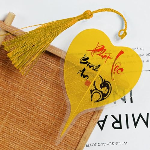 Blatt Ader Lesezeichen, chinesischer Stil Lesezeichen mit Quaste Anhänger, handgemachte Blatt Lesezeichen für Freunde Scho Geschenk Dekor Kinder von Wmool