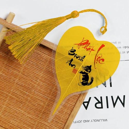 Blattader-Lesezeichen, chinesischer Stil, Lesezeichen mit Quasten-Anhänger, handgefertigt, Blatt-Lesezeichen, Freunde, Scho, Kinderdekoration von Wmool