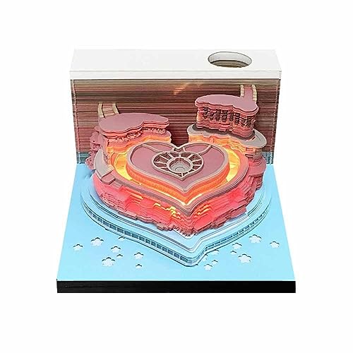 Schreibtisch Kalender mit Lichtern, 2024 Kalender 3D Memo Pad Papier Kunst Sakura Baum Kreative 3D Notizblock Papier Schnitzen Geschenk Home Desktop Dekoration von Wmool