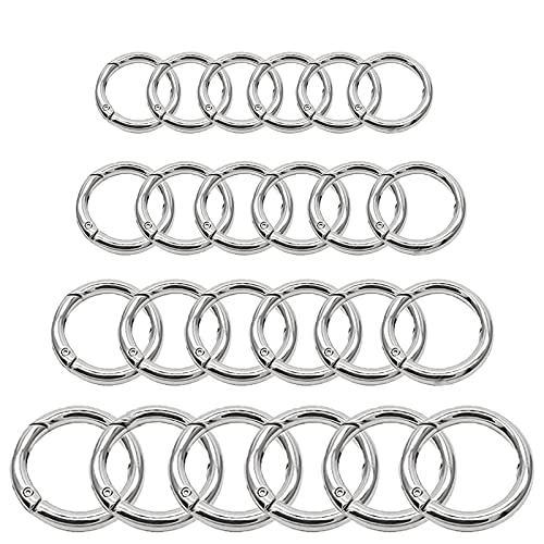 24 Stück Karabinerhaken runder, Carabiner Ring, Carabiner Hooks Round, Round Carabiner Hooks, Round Small Carabiner, Round Carabiner O-Ring, für Schlüsselanhänger, Rucksäcke, kleine Taschen aller Art von WnlahuWA