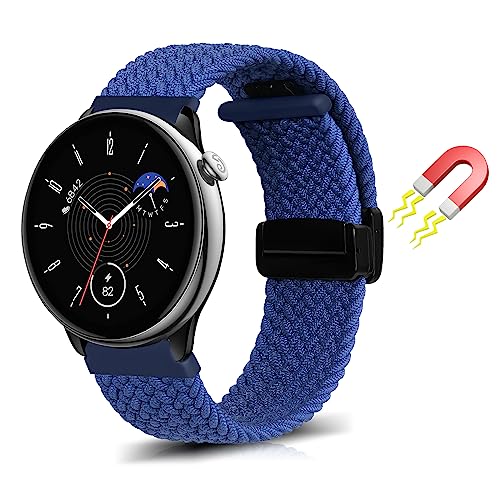 WoPail 20MM Armband Geflochtenes Magnetisch Kompatibel mit Amazfit GTR Mini/GTS 4/GTS 4 Mini Ersatzarmband Nylon Herren Damen Sport Ersatz Armbänder für Amazfit GTS 3/GTS 2e/GTS 2 Mini/GTS 2 Blau von WoPail