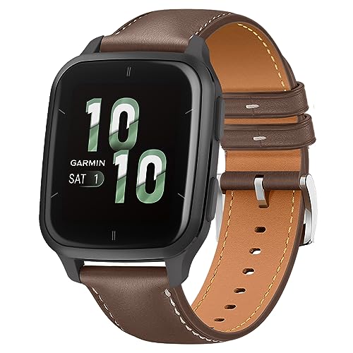 WoPail 20MM Leder Armband Kompatibel mit Garmin Forerunner 165/Forerunner 165 Music/Vivoactive 5/vívomove Trend/Venu Sq 2 Ersatzarmband Schlicht Elegant Armbänder für Garmin Forerunner 165 Braun WoPail 20MM Leder Armband Kompatibel mit Garmin Forerunner 165/Forerunner 165 Music/Vivoactive 5/vívomove Trend/Venu Sq 2 Ersatzarmband Schlicht Elegant Armbänder für Garmin Forerunner 165 Braun von WoPail