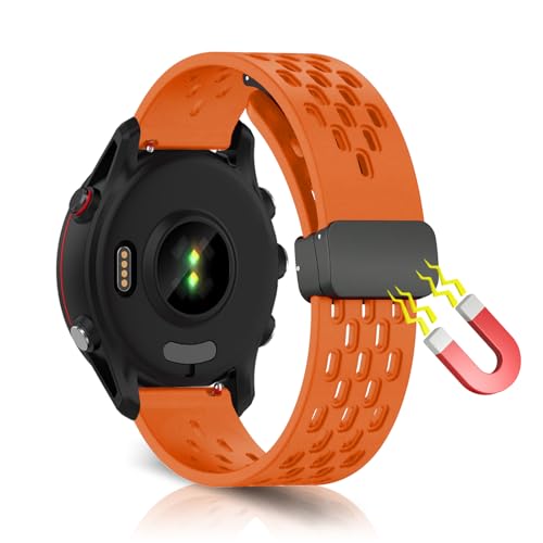 WoPail 22MM Armband Magnetisch für Huawei Watch GT 4 46mm/Huawei Watch 4 46mm/Watch 4 Pro 48mm/GT 3 46mm/GT 2 46mm/GT 2 Pro/GT 2e Silikon Armband Sport ErsatzArmband für Garmin Venu 3 Orange von WoPail