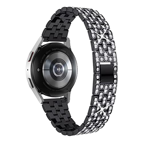 WoPail Armband Damen für Samsung Galaxy Watch 6/5/4, Galaxy Watch 6 Classic, Bling Diamant 20mm Ersatzarmband Metall Edelstahl Armbänder für Amazfit GTS 4 Mini/GTS 3/Venu Sq 2/Venu 2 Plus - Schwarz von WoPail