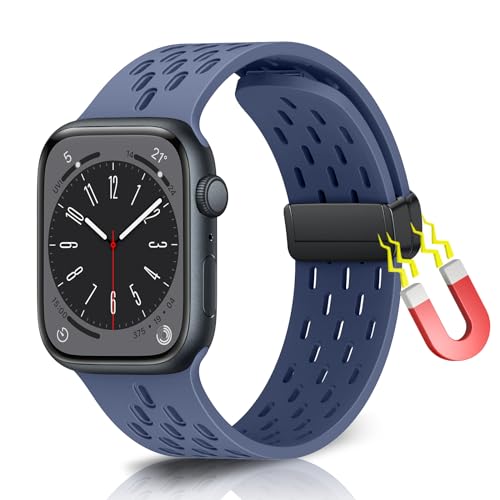 WoPail Armband für Apple Watch Series 9 41mm für Apple Watch 41mm 40mm 38mm Silikon Magnetisch Sport ErsatzArmband Herren Damen für Armbänder iWatch Series 9/8/7/6/5/4/3/2/1/SE/SE 2 Blau von WoPail