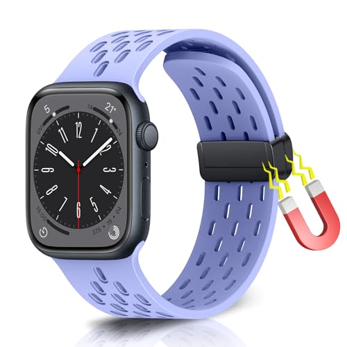 WoPail Armband für Apple Watch Series 9 41mm für Apple Watch 41mm 40mm 38mm Silikon Magnetisch Sport ErsatzArmband Herren Damen für Armbänder iWatch Series 9/8/7/6/5/4/3/2/1/SE/SE 2 Lila von WoPail