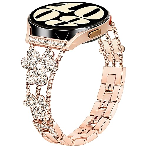 WoPail Armband für Samsung Galaxy Watch 7/FE/6/5/4 40,44mm/6 Classic 43,47mm,Bling Diamant Metall Ersatzarmband für Galaxy Watch 5 Pro 45mm Roségold WoPail Armband für Samsung Galaxy Watch 7/FE/6/5/4 40,44mm/6 Classic 43,47mm,Bling Diamant Metall Ersatzarmband für Galaxy Watch 5 Pro 45mm Roségold von WoPail