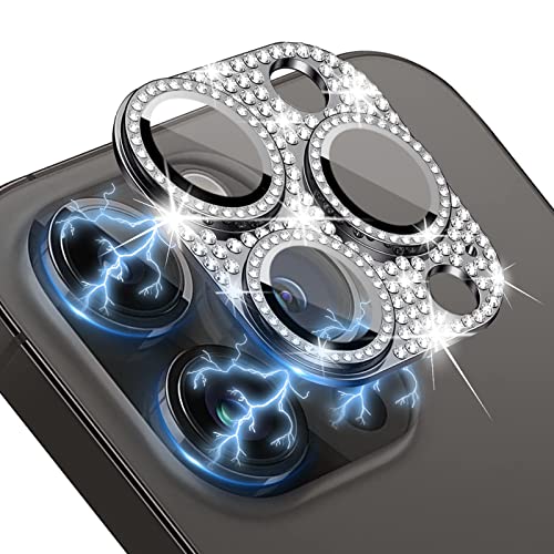 WoPail Glitzer Damen Kameraschutz für iPhone 14 Pro/14 Pro Max, Bling Diamant Kamera Cover Aluminiumlegierung Objektivschutz 9H Härte Gehärtetes Glas Kamera Linse Schutzfolie für iPhone 14 Pro-Schwarz WoPail Glitzer Damen Kameraschutz für iPhone 14 Pro/14 Pro Max, Bling Diamant Kamera Cover Aluminiumlegierung Objektivschutz 9H Härte Gehärtetes Glas Kamera Linse Schutzfolie für iPhone 14 Pro-Schwarz von WoPail