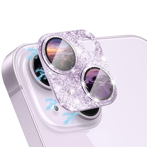 WoPail Glitzer Kameraschutz für iPhone 14/iPhone 14 Plus, Kamera Schutzfolie Glas 9H Härte Anti-Kratz Bling Pulver Diamant Camera Glas für iPhone 14/iPhone 14 Plus - Lila WoPail Glitzer Kameraschutz für iPhone 14/iPhone 14 Plus, Kamera Schutzfolie Glas 9H Härte Anti-Kratz Bling Pulver Diamant Camera Glas für iPhone 14/iPhone 14 Plus - Lila von WoPail
