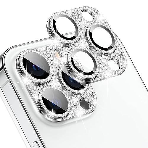 WoPail Glitzer Kameraschutz für iPhone 15 Pro/iPhone 15 Pro Max, Bling Diamant Kamera Cover Aluminiumlegierung Objektivschutz 9H Härte Gehärtetes Glas Kamera Linse Schutzfolie für iPhone 15 Pro Silber WoPail Glitzer Kameraschutz für iPhone 15 Pro/iPhone 15 Pro Max, Bling Diamant Kamera Cover Aluminiumlegierung Objektivschutz 9H Härte Gehärtetes Glas Kamera Linse Schutzfolie für iPhone 15 Pro Silber von WoPail