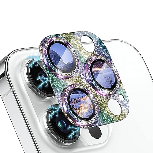 WoPail Glitzer Kameraschutz für iPhone 15 Pro/iPhone 15 Pro Max, Kamera Schutzfolie Glas 9H Härte Anti-Kratz Bling Pulver Diamant Camera Glas für iPhone 15 Pro/iPhone 15 Pro Max - Bunt WoPail Glitzer Kameraschutz für iPhone 15 Pro/iPhone 15 Pro Max, Kamera Schutzfolie Glas 9H Härte Anti-Kratz Bling Pulver Diamant Camera Glas für iPhone 15 Pro/iPhone 15 Pro Max - Bunt von WoPail