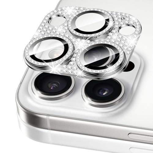 WoPail Glitzernde Kameraschutz für iphone 16 Pro/16 Pro Max Bling Diamant Aluminiumlegierung Objektivschutz 9H Härte Gehärtetes Glas Linse Schutzfolie für iphone 16 Pro/16 Pro Max - Silber WoPail Glitzernde Kameraschutz für iphone 16 Pro/16 Pro Max Bling Diamant Aluminiumlegierung Objektivschutz 9H Härte Gehärtetes Glas Linse Schutzfolie für iphone 16 Pro/16 Pro Max - Silber von WoPail