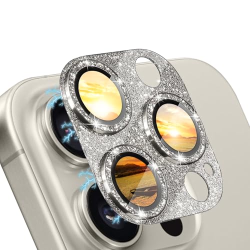 WoPail Glitzernde Kameraschutz für iPhone 16 Pro/iPhone 16 Pro Max Bling Diamant Ultra-Klar Objektivschutz 9H Härte Gehärtetes Glas Linse Schutzfolie für iPhone 16 Pro/iPhone 16 Pro Max - Grau WoPail Glitzernde Kameraschutz für iPhone 16 Pro/iPhone 16 Pro Max Bling Diamant Ultra-Klar Objektivschutz 9H Härte Gehärtetes Glas Linse Schutzfolie für iPhone 16 Pro/iPhone 16 Pro Max - Grau von WoPail