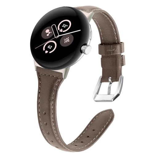 WoPail Leder Armband Kompatibel mit Google Pixel Watch 3 41mm/Watch 2/1 Ersatzarmband Damen Schlank und Leicht Armbänder für Google Pixel 3 41mm Beige von WoPail