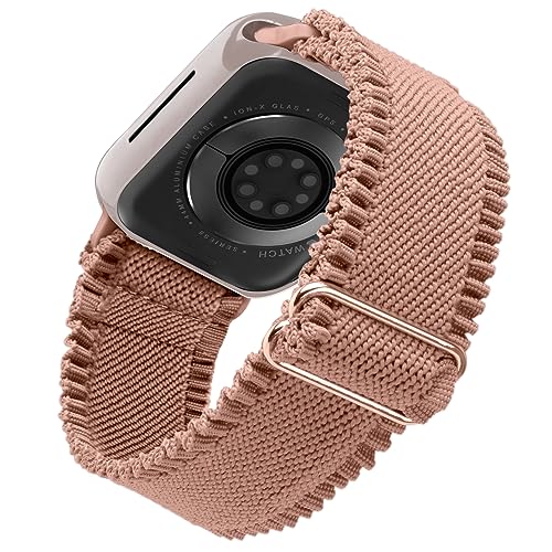 WoPail Nylon Armband Kompatibel mit Apple Watch Series 9 41mm für Apple Watch 41mm 40mm 38mm, Spitze Elastisches Ersatzbänder Lace für i Watch Series 9/8/7/6/5/4/3/2/1 für Apple Watch SE/SE 2 Rosa von WoPail