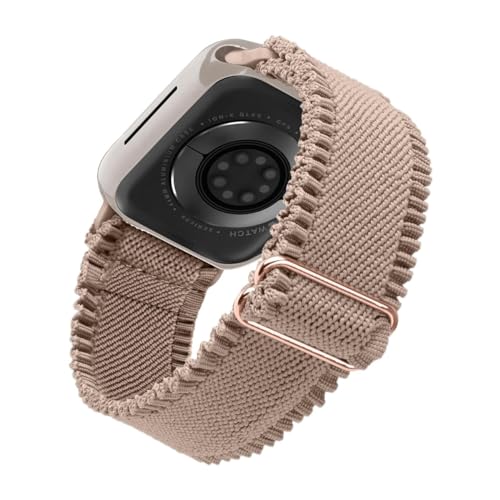 WoPail Nylon Armband Kompatibel mit Apple Watch Series 9 45mm Apple Watch Ultra 2 49mm 45mm 44mm 42mm, Spitze Elastisches Ersatzbänder Lace für i Watch Series Ultra/9/8/7/6/5/4/3/2/1/SE Khaki von WoPail