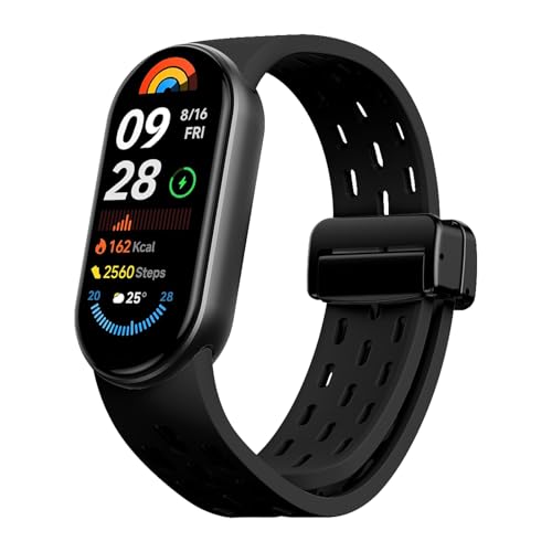 WoPail Silikon Armband für Xiaomi Mi Band 9/Xiaomi Mi Band 8, Magnetisch Schnalle Armband Ersatz Band, Ersatzarmband Sport Armbänder Uhrenarmband für Mi Band 8/9 - Schwarz WoPail Silikon Armband für Xiaomi Mi Band 9/Xiaomi Mi Band 8, Magnetisch Schnalle Armband Ersatz Band, Ersatzarmband Sport Armbänder Uhrenarmband für Mi Band 8/9 - Schwarz von WoPail