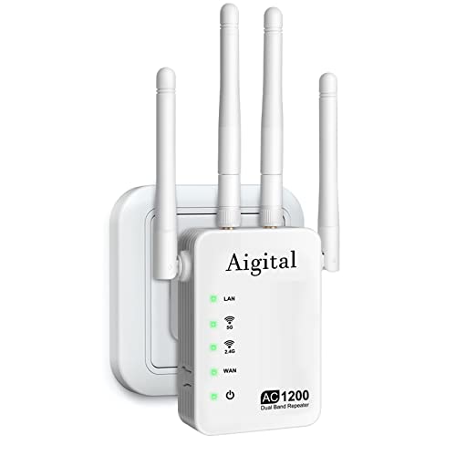 1200Mbit/s WLAN Verstärker, Dual Band 2.4G&5G WiFi Signal Booster, Internet Repeater Mit Ethernet, 3dBi x4 Antennen Kompatibel Zu Allen Geräten, AP Modus, Bis Zu 2600sq.ft von Wodgreat