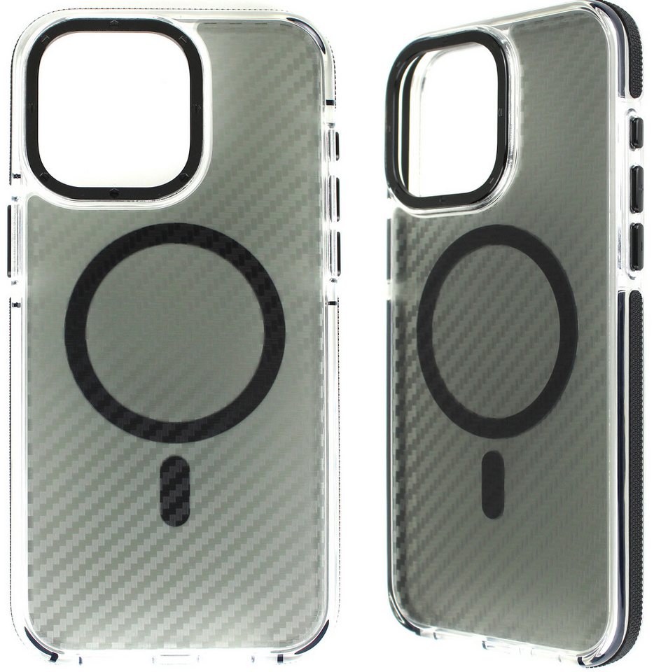 Wörleonline Handyhülle für Apple iPhone 15 Pro Max Hülle, Schutzhülle in Carbon Optik, MagSafe kompatible Handyhülle von Wörleonline