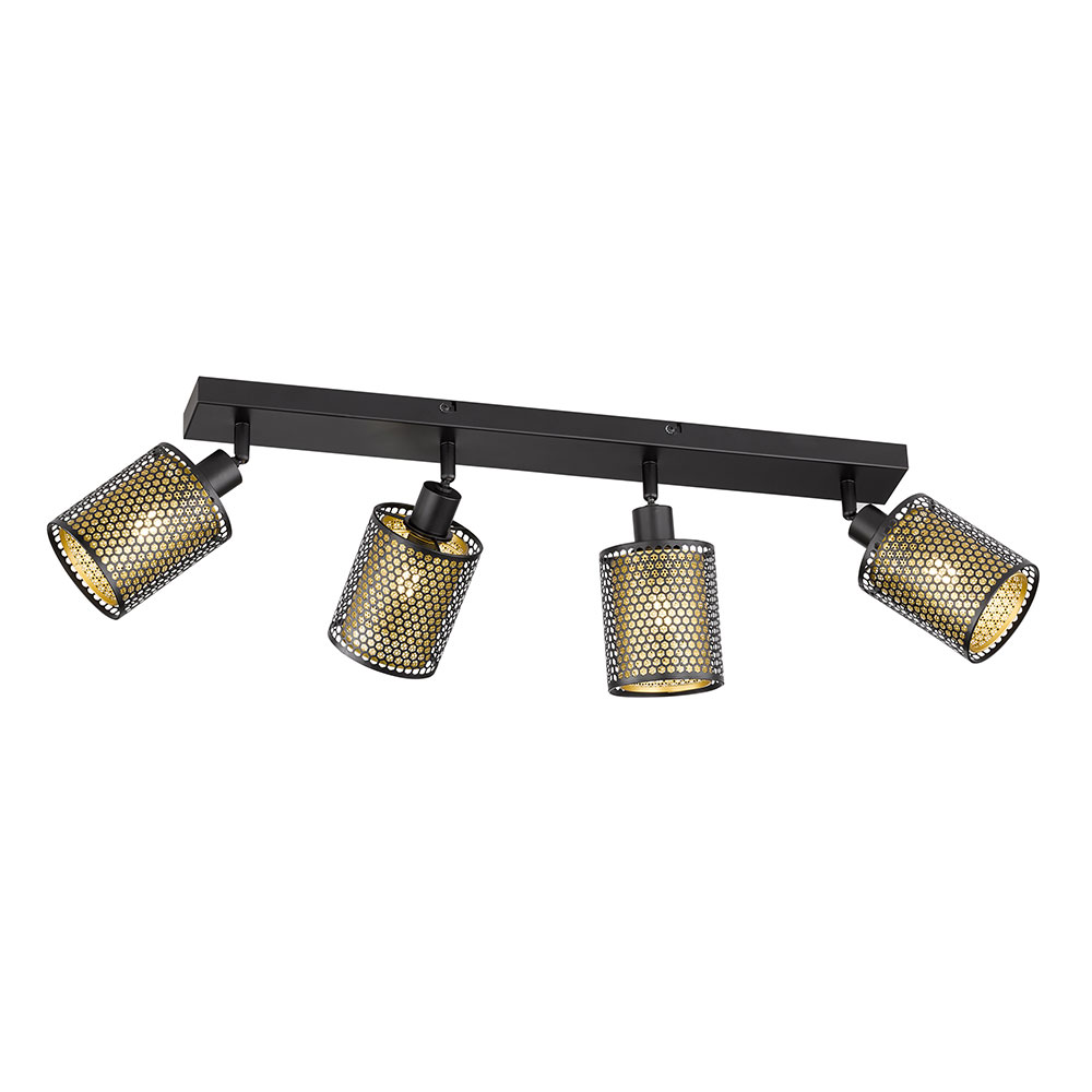 Deckenlampe, Gitter Design, 4-flammig, schwarz gold, L 64cm von Wofi