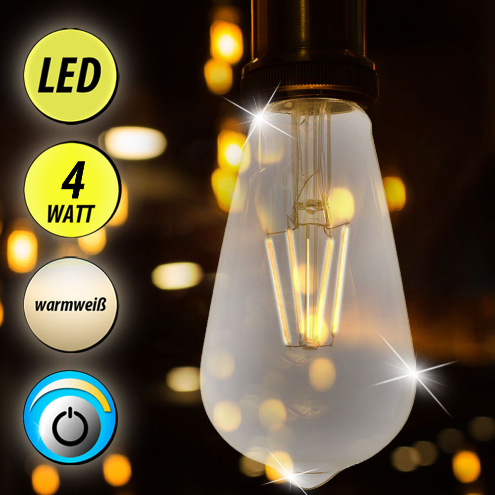 LED 4 Watt Filament Leuchtmittel E27, 350 Lumen, warmweiß von Wofi