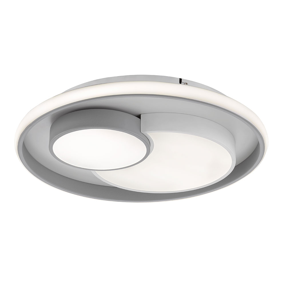 LED Deckenlampe, grau weiß, 3 Stufen Dimmer, D 50 cm von Wofi