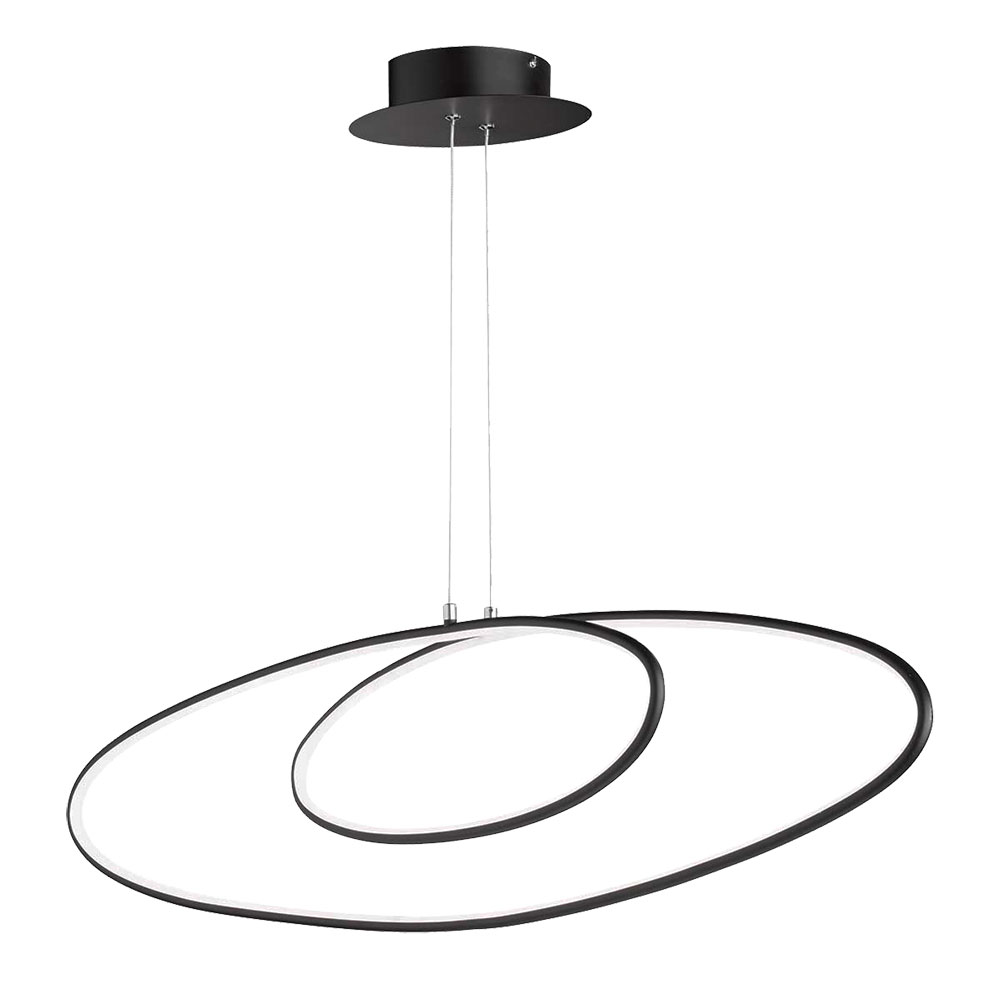 LED Hängeleuchte, dimmbar, Ringe Design schwarz 113,5 cm von Wofi